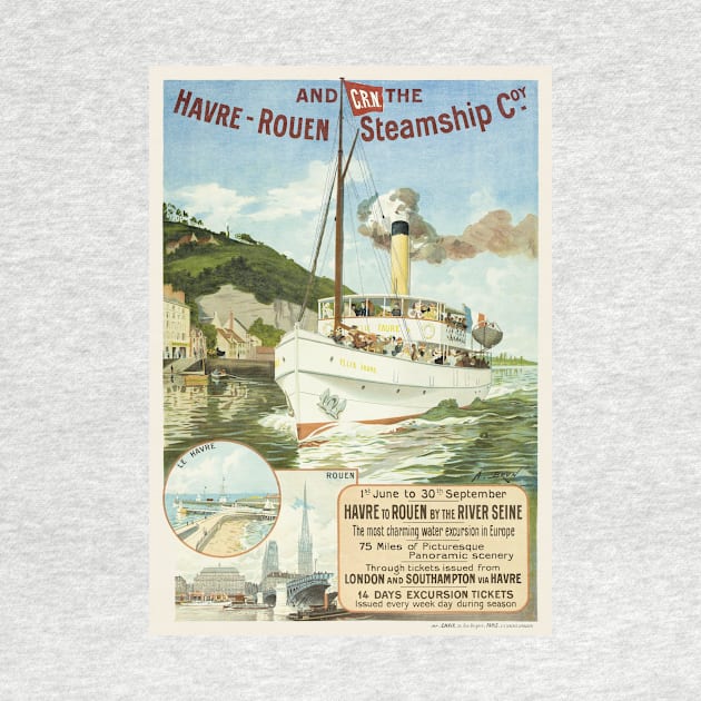 Havre-Rouen Steamship Coy. Vintage Poster 1895 by vintagetreasure